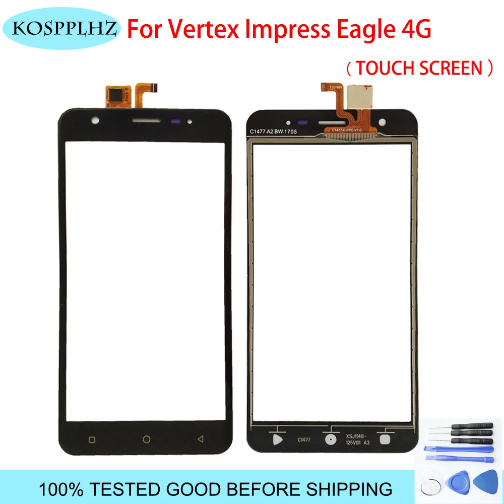 

5.0inch For Vertex Impress Eagle 4G touch Screen Front Glass Panel Digitizer Repair Parts Lens Replacement Cell phone + Tools