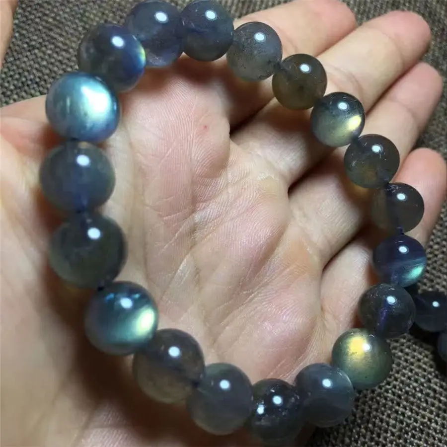 Natural Labradorite Blue Light Beads Bracelet 9-10mm AAAA