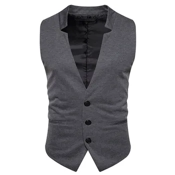 

New Men Waistcoat Chalecos Para Hombre 2017 Casual Single Breasted Men Suit Vest Business Wedding Slim Fit Mens Vests Colete 2XL