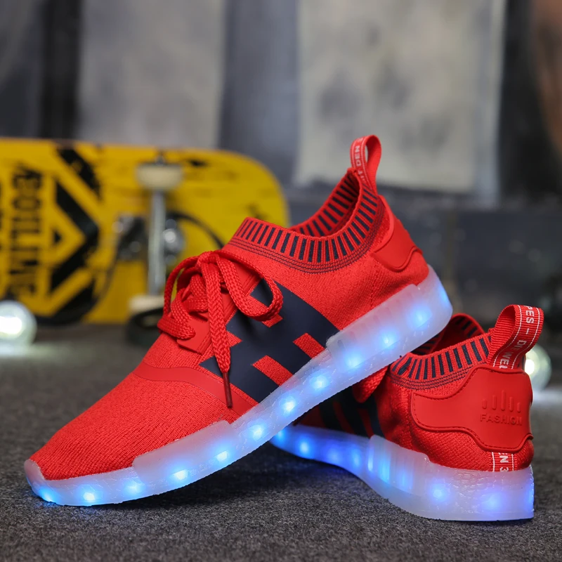 Unisex Chaussures Lumineuses Femme Hommes Colorful Led Glowing Casual Shoes Male Female Light Up