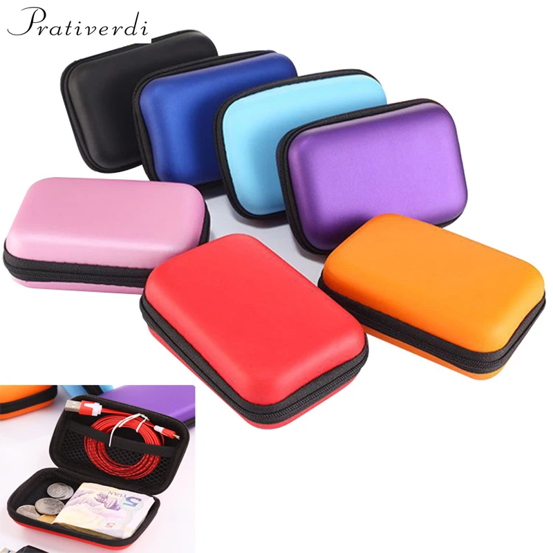 prativerdi Zippered Lock Hard Earphone Case EVA Leather Headphone Storage Bag Protective Usb Cable  Portable travel Organizer2