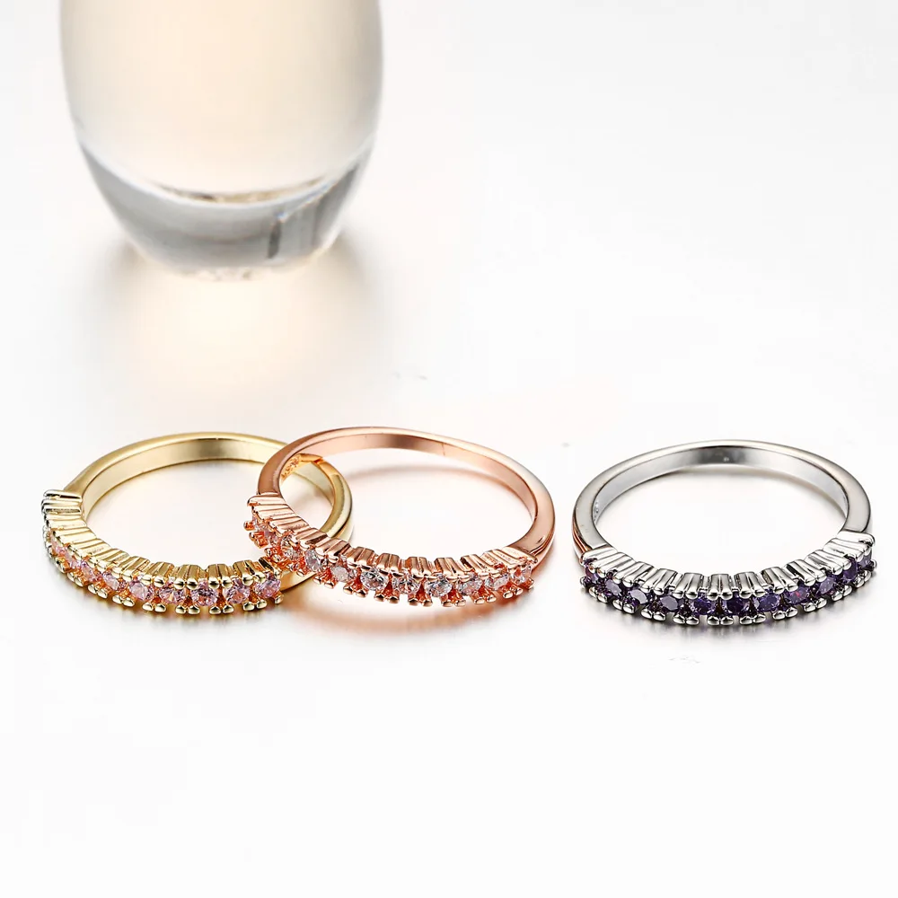 Однорядные белый, розовый, сиреневый Циркон пару кольцо кольца из стерлингового серебра 925 для Для женщин Jewelry Анель Anillos Aneis Ювелирные Изделия Bague