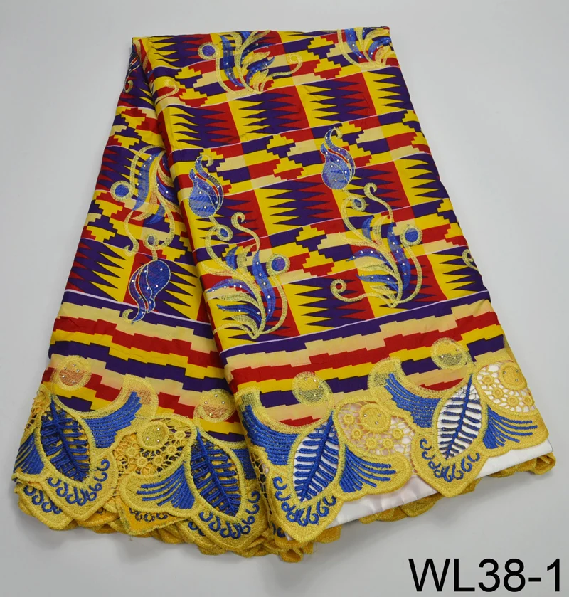 WL38 High Quality Multi Mix Color Beaded Yellow Royal Blue ghana ankara Nigeria African Guipure wax cord lace with Stone | Дом и сад