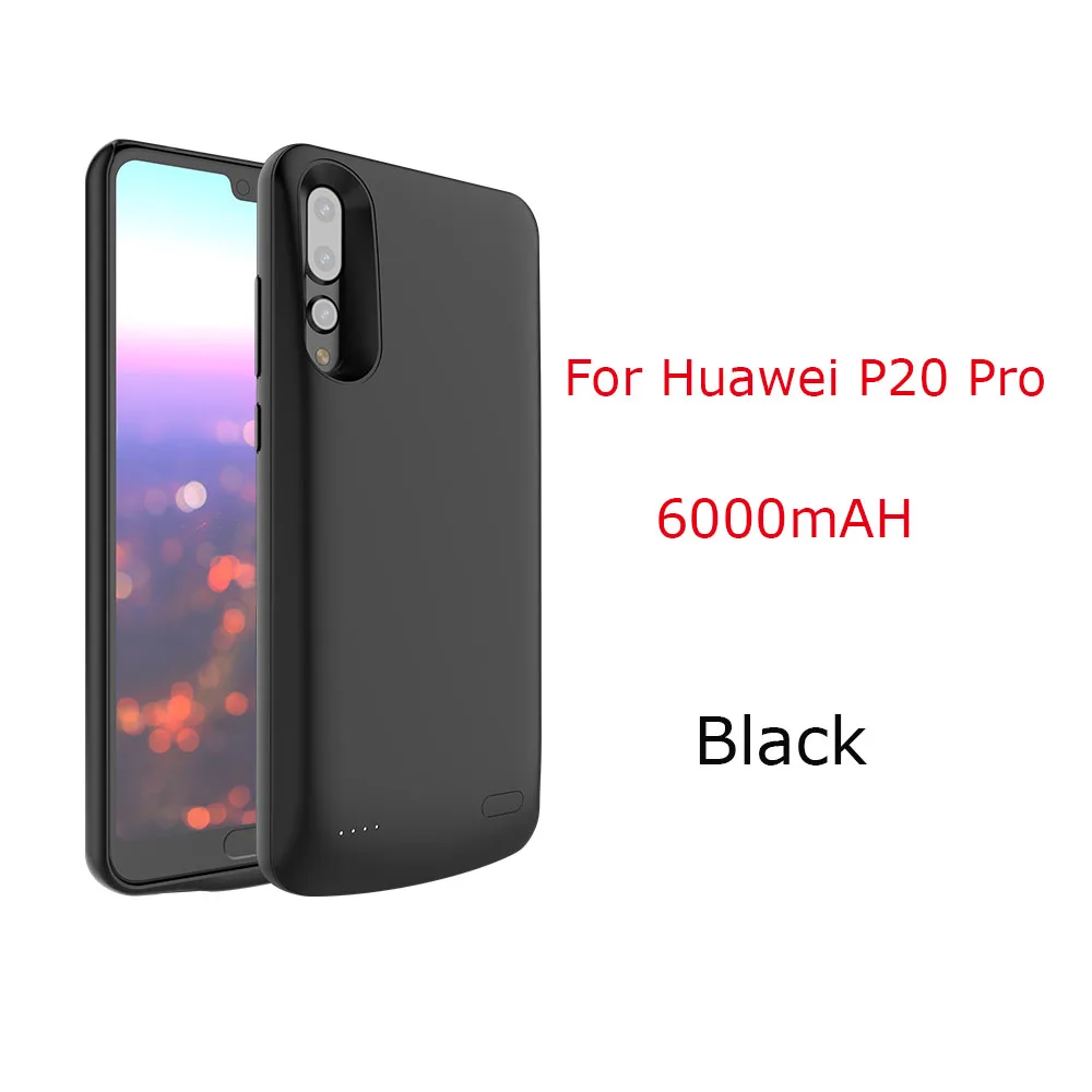 Новинка, новейший чехол для зарядки аккумулятора для huawei P20, чехол для питания, 6000 мА/ч, внешний аккумулятор, чехол для телефона huawei P20 pro - Цвет: P20 pro Black 6000mA