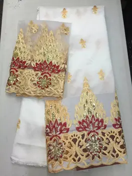 

5 Yards African George Lace With 2yards Tulle Lace Hot African George Fabric With Bead High Quality African George Wrapper Lace