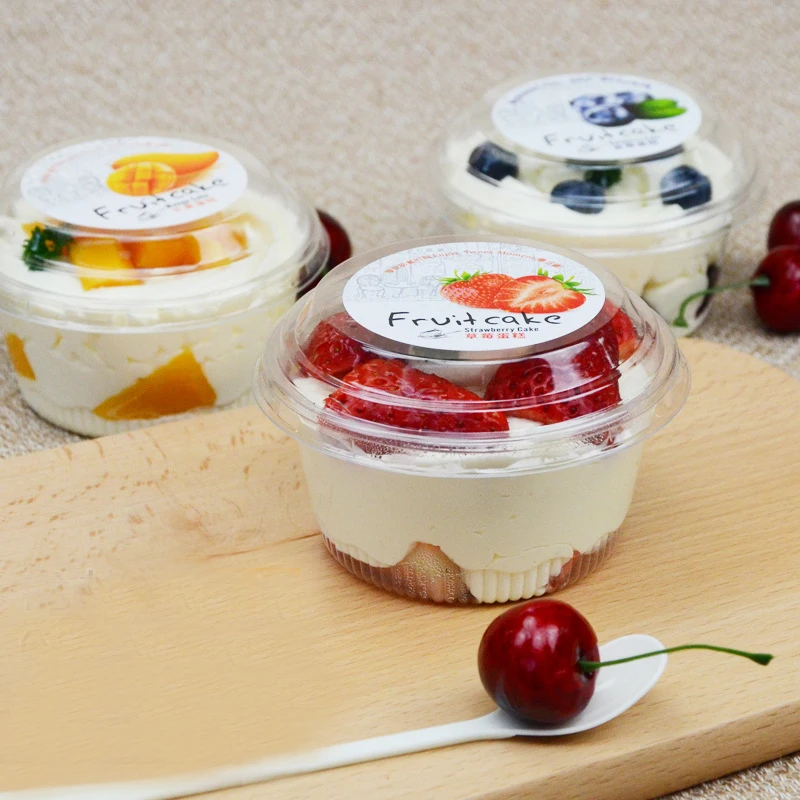 

100lot 200/300ml Bake packaging,Transparent plastic box,thousand layers of fruit,cheesecake,fresh fruit box,round ice cream bowl