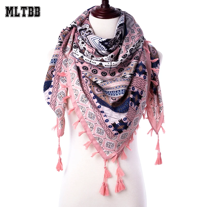 

MLTBB 2019 Fashion Warm Women Scarf Square Scarves Female Wraps Winter Autumn Tassel Printed Girl Shawls Blanket Scarf