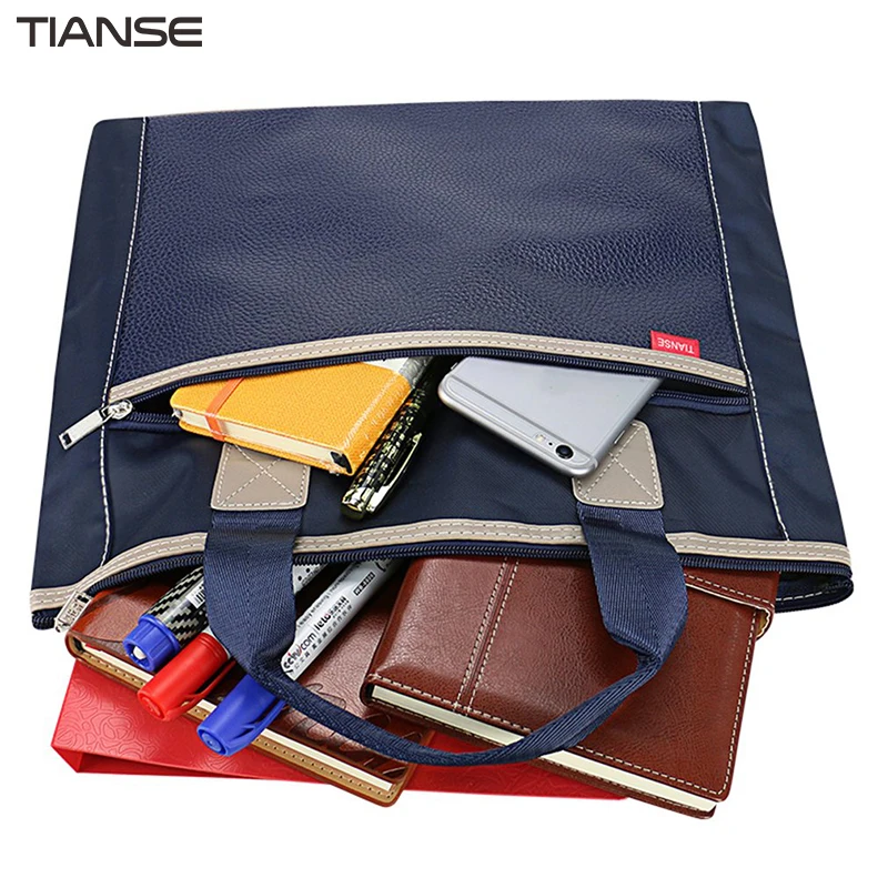 

TIANSE Multifunction Water Resistance Durable Alloy Zipper Business File Hand Bags Portable Large Capacity Multi Layer Bag
