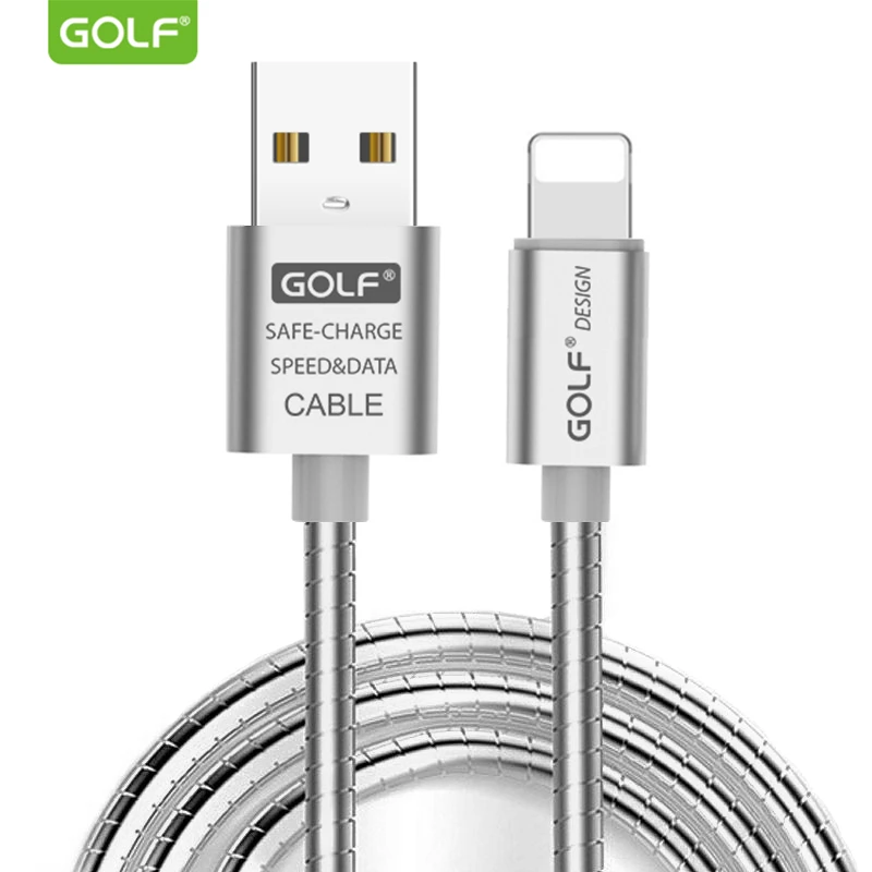 Goedkoop GOLF Metalen Snelle Charger USB Data Sync Kabel voor iPhone 7 Plus 5 5 s SE X Usb oplaadkabel voor iPhone 6 s 6 8 Plus iPad 4 mini 2