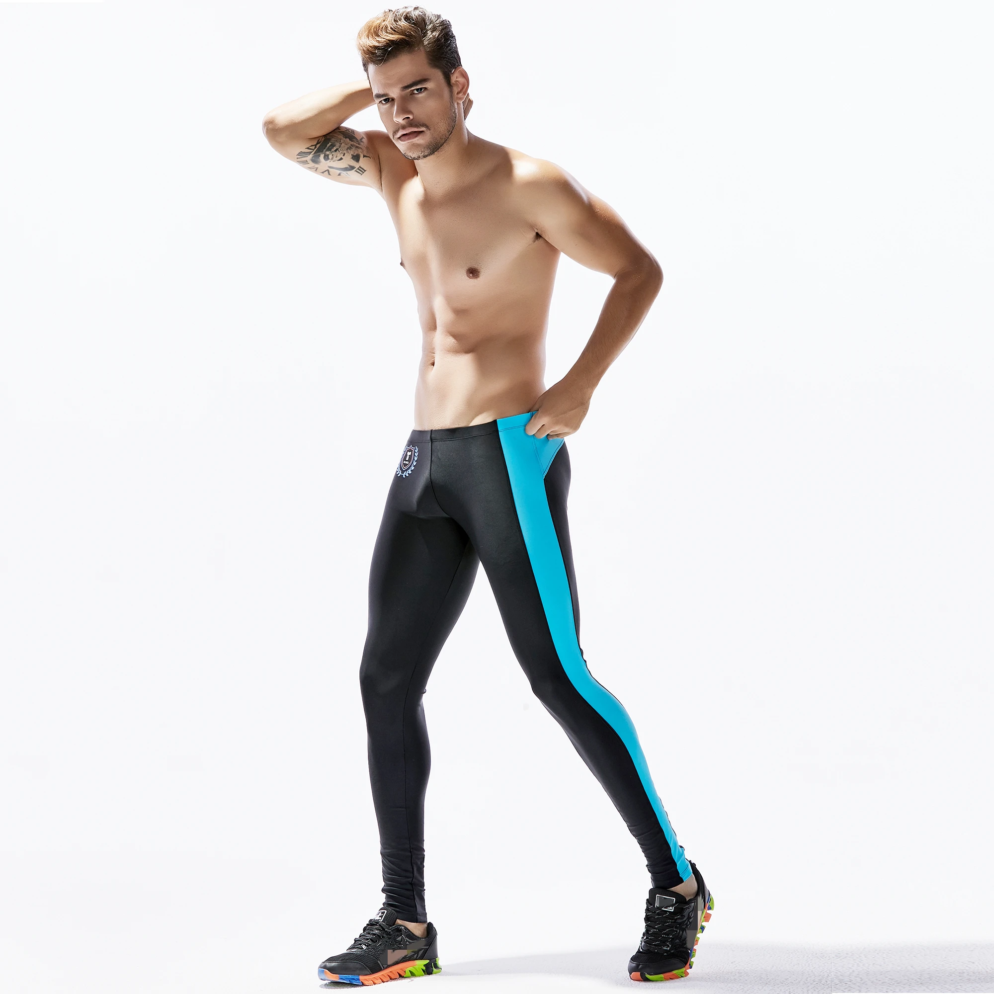 GANYANR Brand Running Tights Men Sports Leggings Basketball Yoga Pants Compression Fitness quick Dry Slim Nylon Sportswear Gym