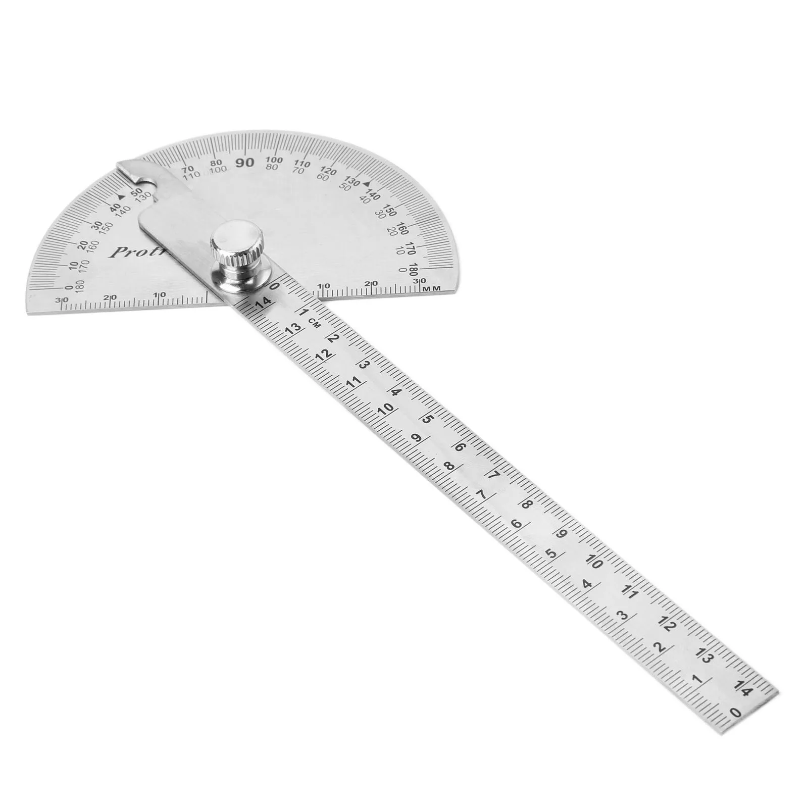 Stainless Steel Round Head Dual Arm 180 ° Protractor Angle FinderRotary Ruler