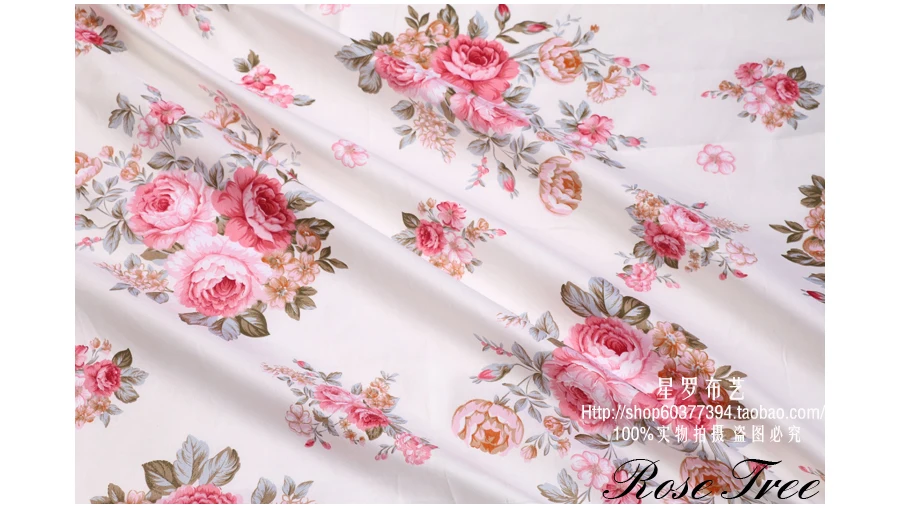Розовая Цветочная хлопчатобумажная ткань счетчиками для платьев, украшения подушки, ткань для шитья, ручная работа, Лоскутная Ткань для шитья D30