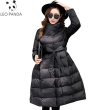 Новинка, зимний женский пуховик, модное пальто для отдыха, утолщенная теплая парка, Женское пальто, высокое качество, на шнуровке, Длинная Верхняя одежда LXT699