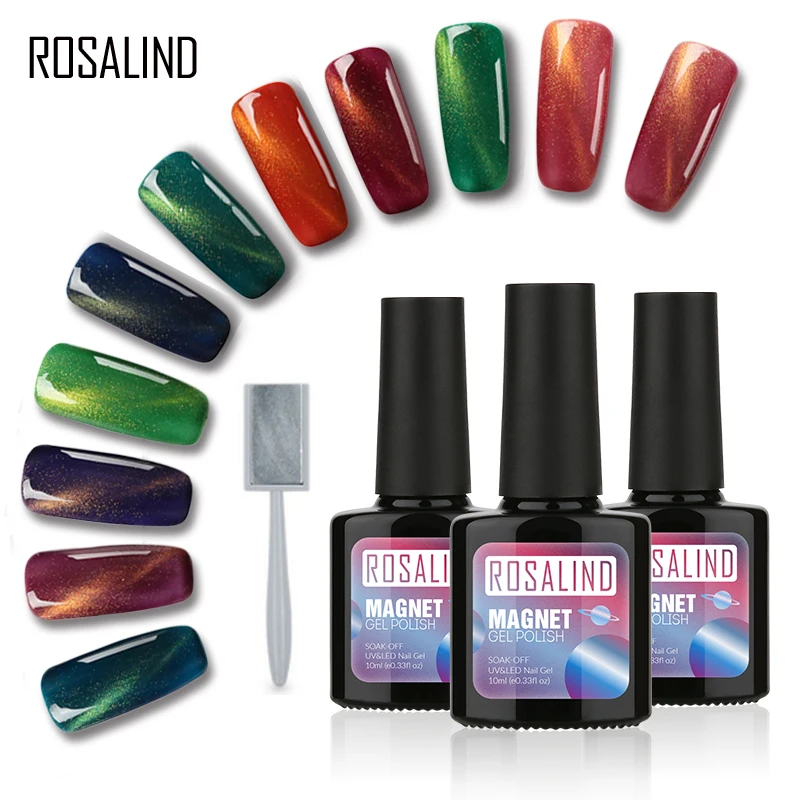 

ROSALIND Gel 1S 1set Cat's Eyes Magnetic Nail Gel UV LED Nail Gel Polish Sticker Pick 1 Color With 1 Magnet Nail Manicure