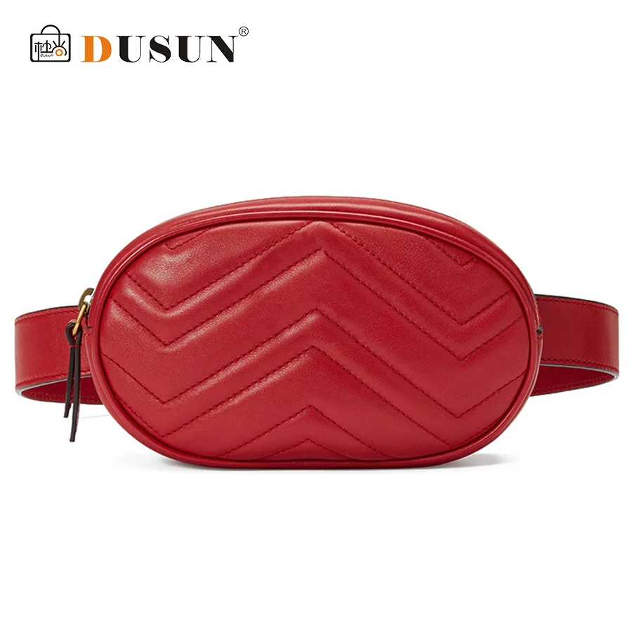 

DUSUN 2019 New Vintage Style Women PU Leather Belt Bag Simple Designer Women Waist Bag Hand Free Bags Lady Pouch Belt Waist Pack