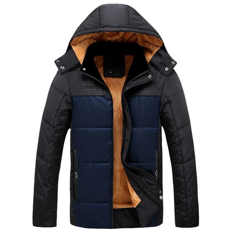 Новое поступление, зимняя куртка для мужчин, толстая стеганая парка, мужская куртка, пальто, русская ватная Повседневная модная теплая куртка для холодной погоды, мужской бренд - Цвет: Blue