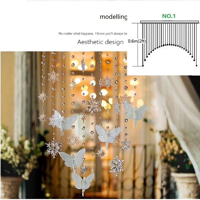 Готовая занавеска № 1 23 шт./лот ледяной снег ангельский Кристалл бисера занавесы дверь экран крыльцо перегородка Рождественское украшение - Цвет: 23strings clear