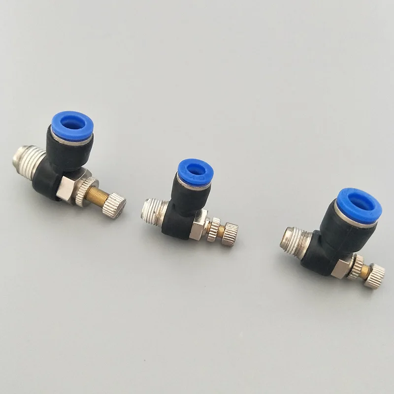 1PCS Pneumatic Throttle valve 4 6 8 10 12mm Adjust Air Flow Speed Control Regulating Valve M5" 1/8" 1/4" 3/8 1/2" Thread