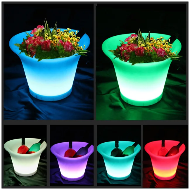 

SK-LF08 (L36.5*W32.5*H27.2cm) Rechargeable LED Flower Pots Glowing light Planters Vases PE Material Free Shipping 6pcs/Lot
