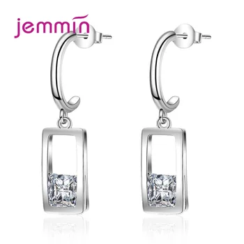 

High Quality Short Fashion Stylish Rectangle Shinny Zircon Simple Earrings For Women Female Jewelry Accessory Lover Gifts