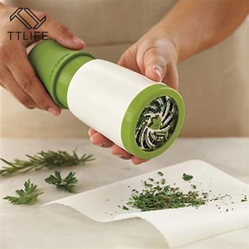 

TTLIFE Stainless Steel and Plastic Manual Herb Grinder Spice Mill Parsley Shredder Chopper Fruit Vegetable Cutter Kitchen Tools