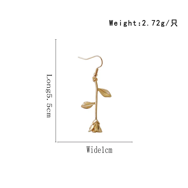 Южно-корейский стиль золотой цвет роза ветка висячие серьги Романтический лист Роза клип серьги без отверстия для женщин леди девушек