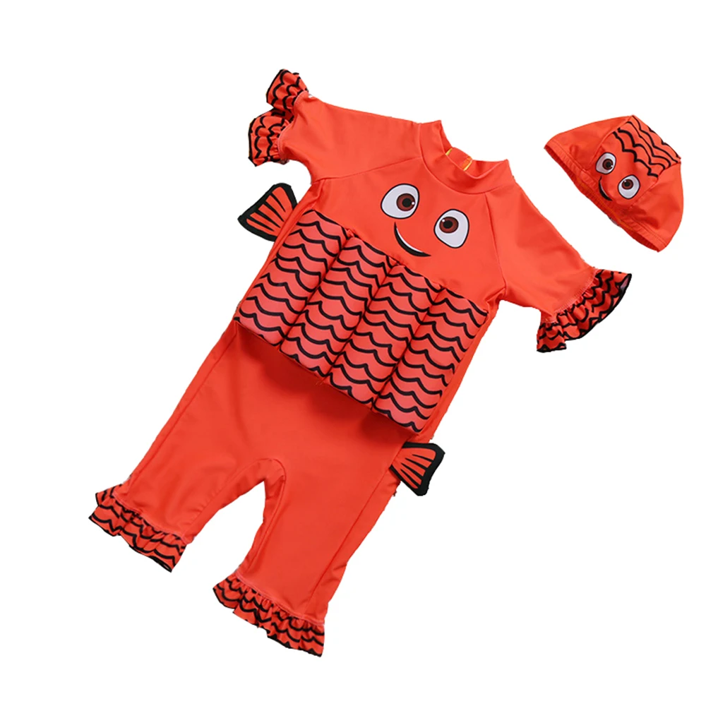 Детский цельный плавучий купальный костюм с шапкой для плавания/шляпы детские для девочки и мальчика безопасный для жизни огромный Детский костюм с лягушкой поплавок - Цвет: 2811 3D fish