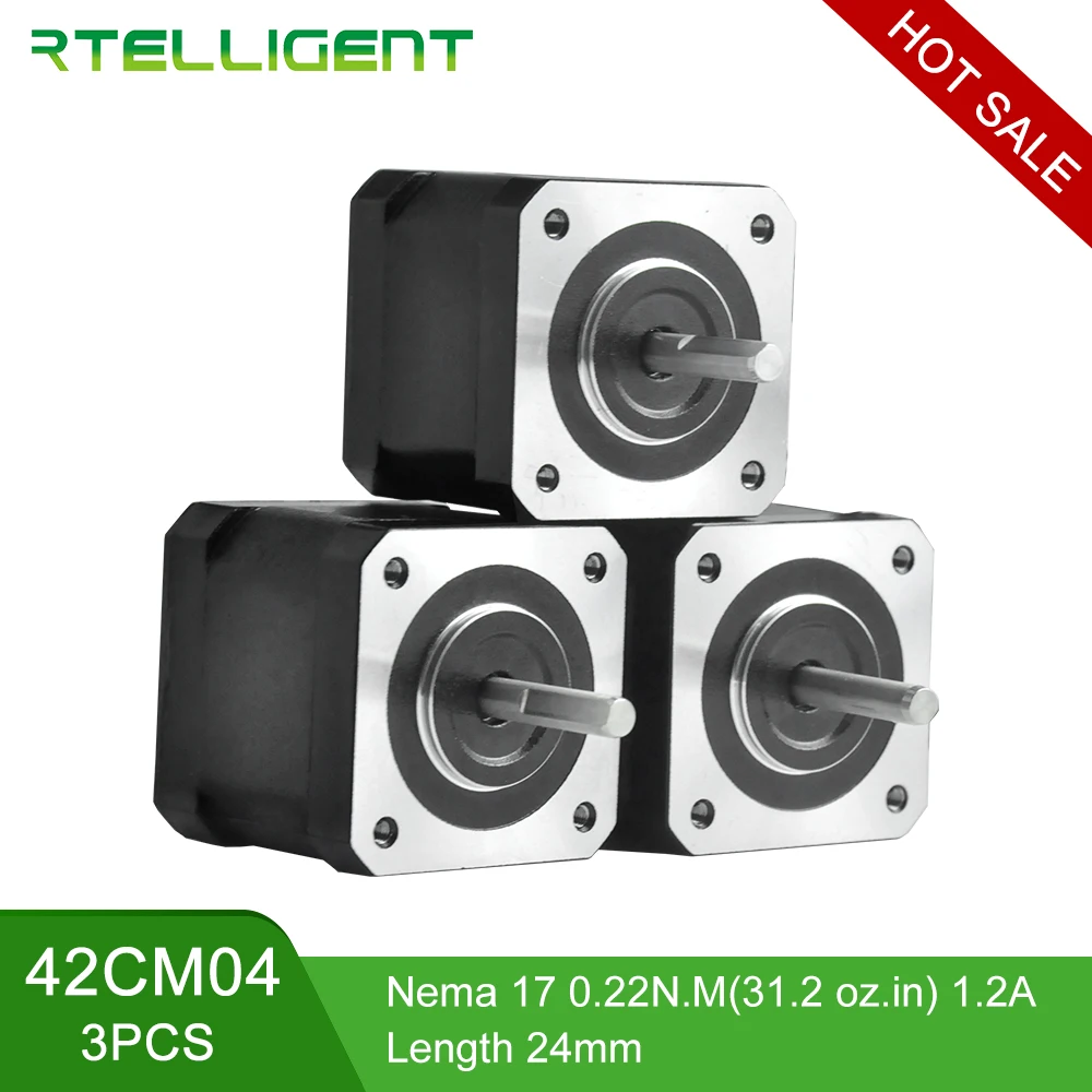 Rtelligent 3 шт. 4 свинца Nema17 шаговый двигатель 42 двигатель Nema 17 42CM04(42bygh) 1.2A шаговый двигатель для 3d принтера CNC XYZ