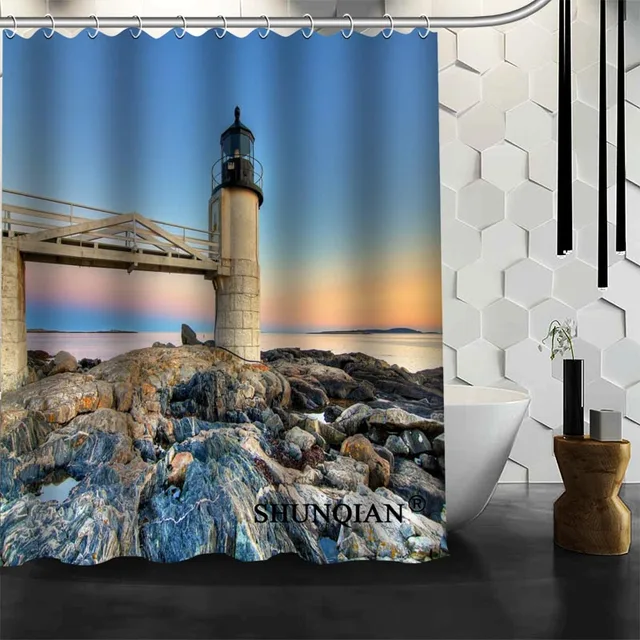 Waterproof Bathroom Curtains Modern Lighthouse Shower Curtain Waterproof Bathroom Curtains Modern Lighthouse Shower Curtain Polyester Bath Screens Customized