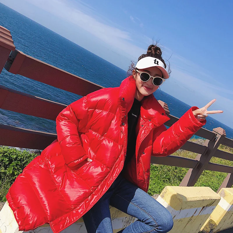 Женская хлопковая одежда Повседневная Свободная пуховая куртка хлопковое пальто корейское зимнее длинное хлопковое пальто женские парки куртка верхняя одежда