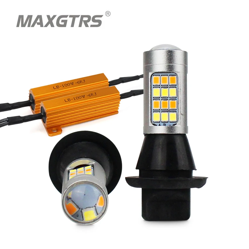 Светодиодные лампы 2x T20 7440 W21W двухцветные белые/голубые янтарные светодиодный