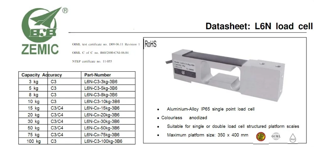 L6N-C3 взвешивания Сенсор ячейки загрузки 3/5/8/10/15/20/30/50/100 кг