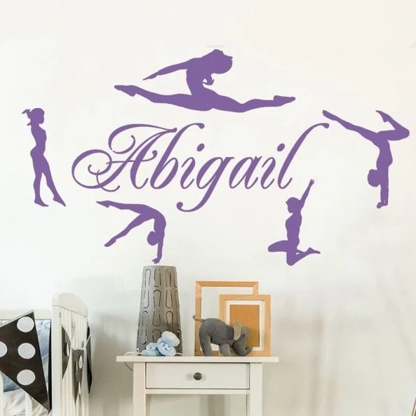 Custom Names Gymnastic Girls Wall Sticker Gymnastics Athlete Vinyl