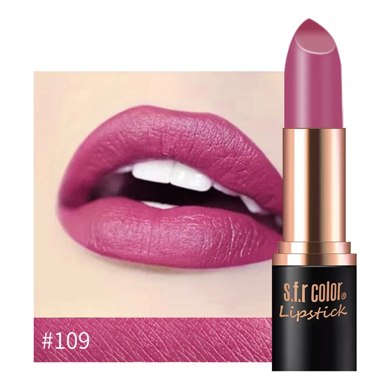 New Matte Lipstick 12color Easy To Wear Waterproof Long-lasting Matte Lip Gloss Lipstick Lady Sexy Lipstick Lip Balm TSLM2 - Color: 109