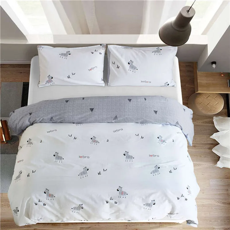 

Simple Cartoon Cotton 3 pcs Bedding Sets Include Soft Duvet Cover Pillowcase Bedding Linens Home Textile