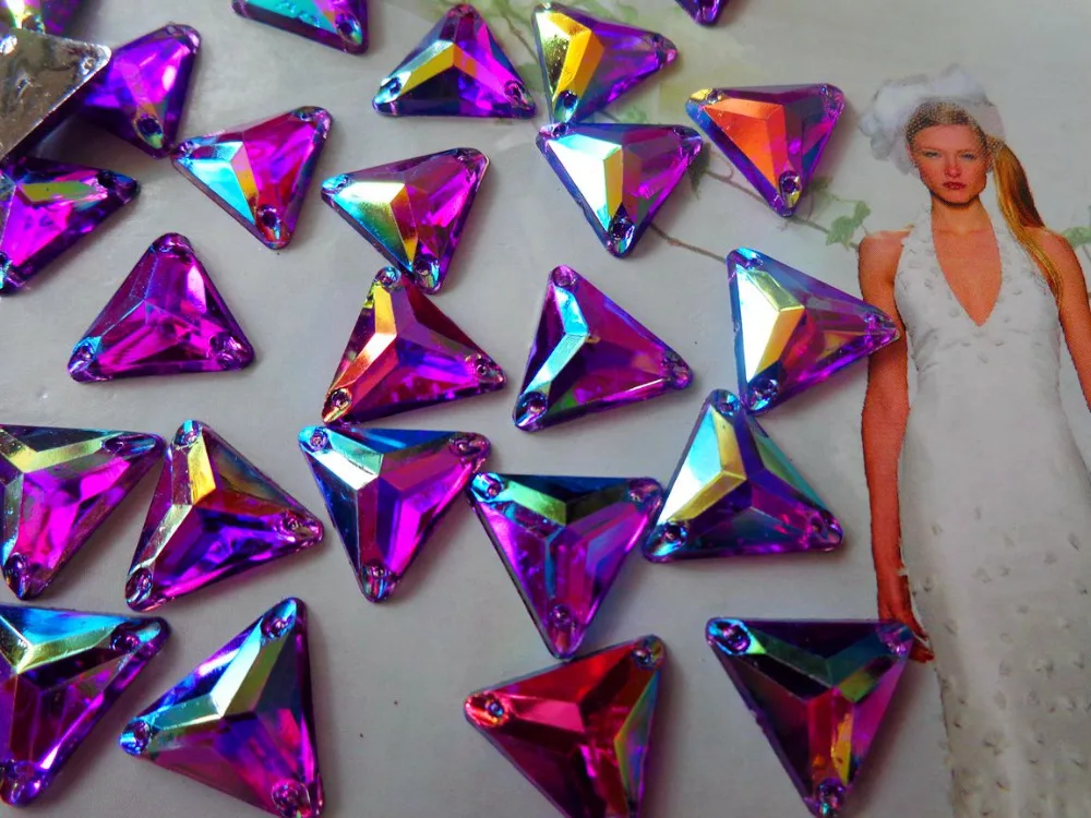 100pcs triangle shape 14mm gem stones sew on crystals light purple  rhinestones flatback dress accessory - AliExpress