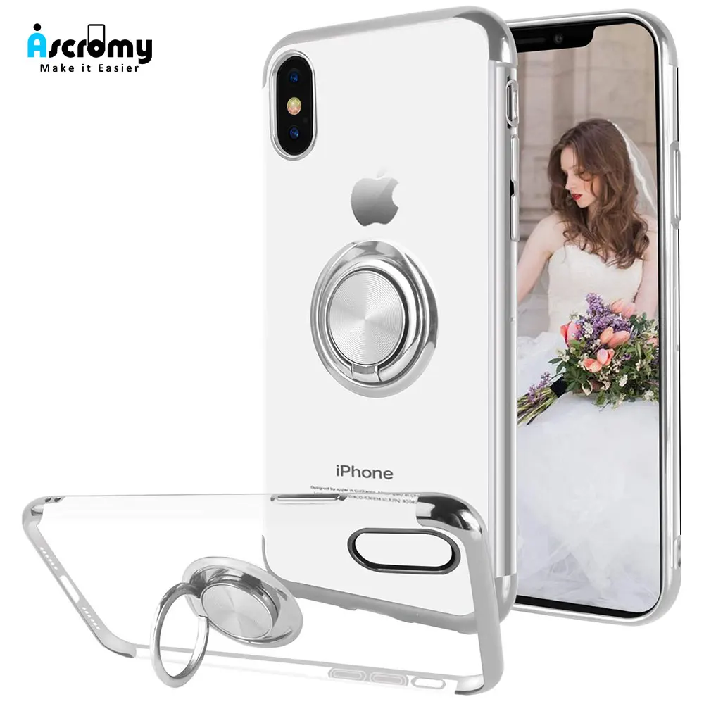 Ascromy For iPhone X Case 360 Ring Magnetic Transparent Protective Cover For iPhone XS Max XR 7 Plus 8 6 S 6S Luxury Accessories (1)