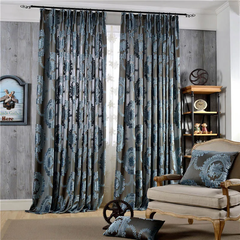 Us 17 64 31 Off Damask European Flocked Jacquard Curtains For Living Room Luxury Drapes Window Decoration Classical Shiny Velvet Bedroom Panel In