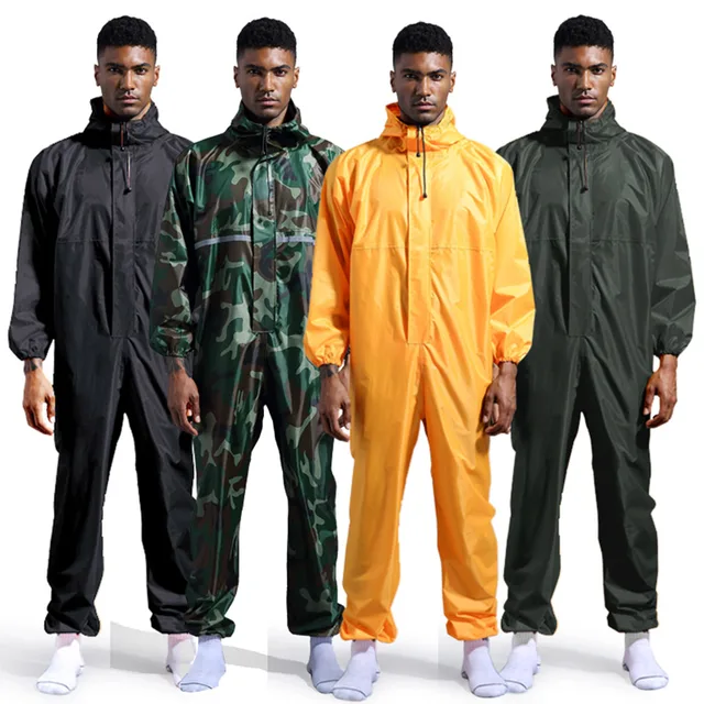 Waterproof Overalls Hooded Rain Coveralls Work Clothing Dust proof