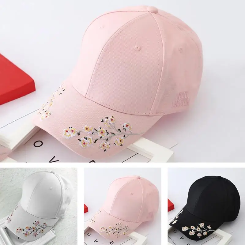 

2018 Women Embroidery Flower Baseball Cap Summer Hats Built-in insulation Knitted Hats Femme Baseball Cap Adjustable
