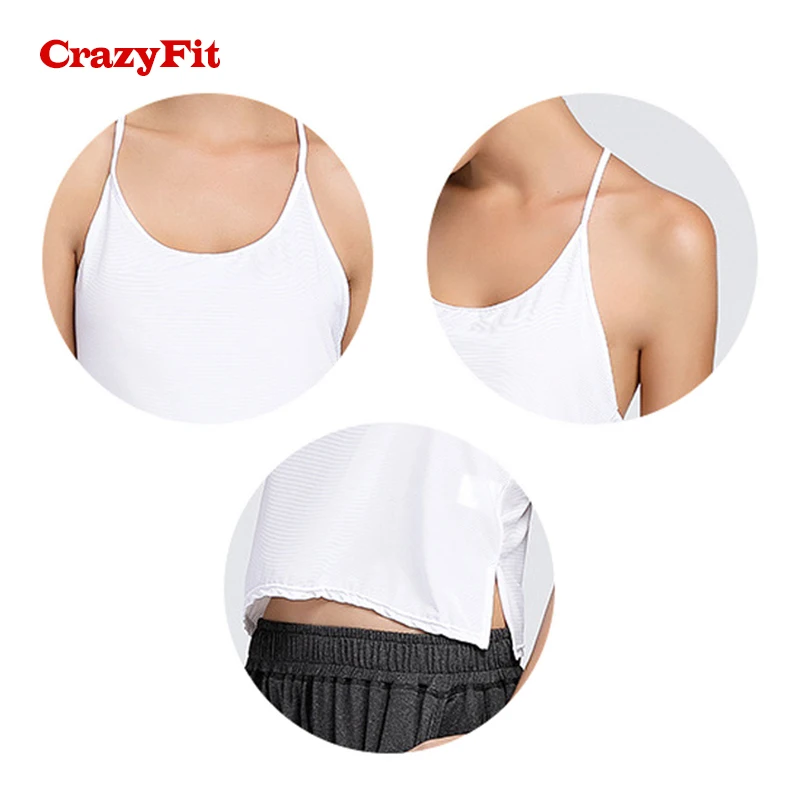 CrazyFit пикантные открытой спиной Йога Tank Top Sport Для женщин футболки женские топы Спортивная верхняя одежда для Фитнес Костюмы спортивная рубашка