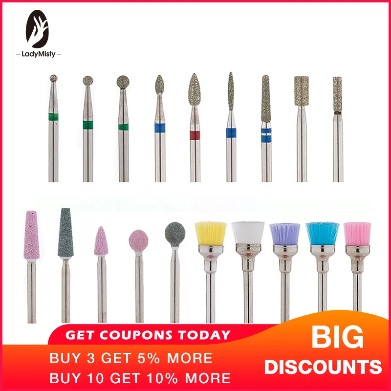 

1PCS Rotate Diamond Burr Nail Drill Bit 3/32" Nail Mills Cutter Manicure Pedicure Tools Nail Drill Accessories