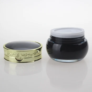 

High quality cosmetic packaging acrylic black cream jar 30g with golden cap for sale