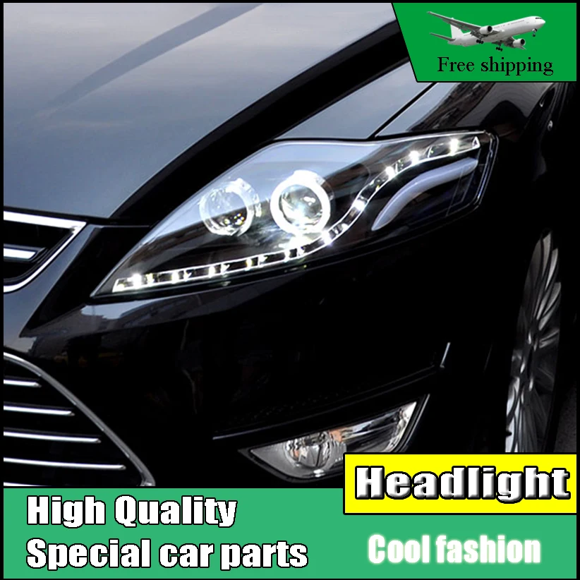 

Car styling Head Lamp Case For Ford Mondeo 2007-2012 Headlights LED Headlight DRL Option Angel Eyes Bi-Xenon Lens low beam