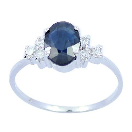 

2017 Anillos Jewelry Qi Xuan_Dark Blue Stone Concise Ring_S925 Solid Silver Fashion Blue Ring_Manufacturer Directly Sales