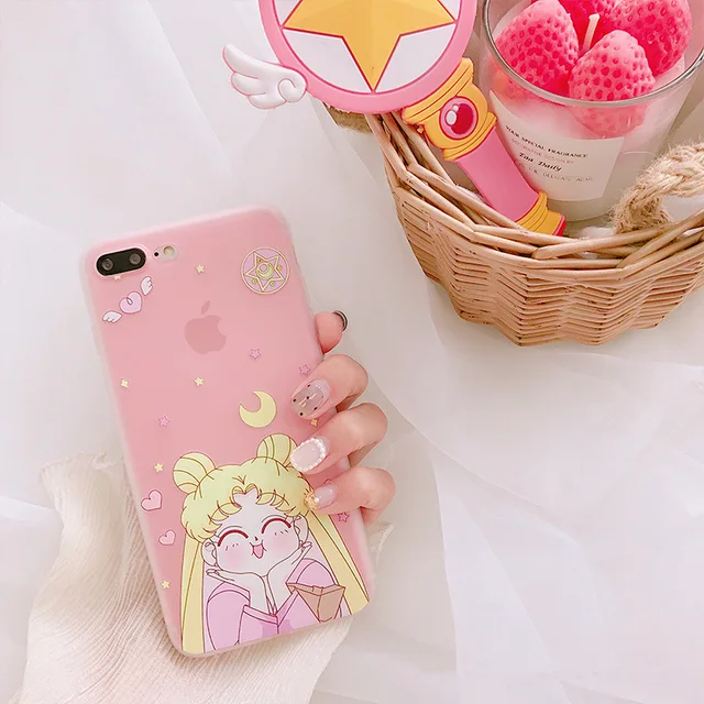 Kawaii Pink Japanese Anime Cartoon Sailor Moon Phone Case