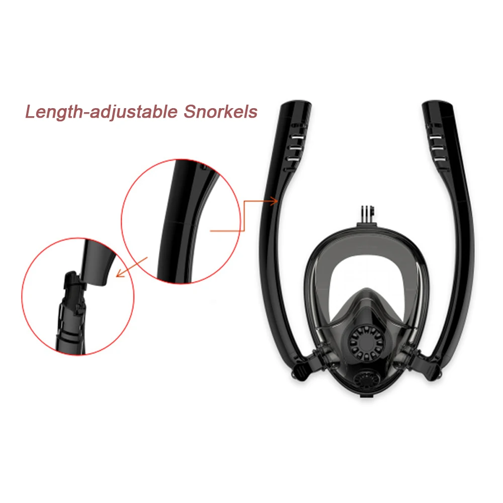 Diving Mask Double Snorkels Advanced Breathing System Scuba Mask Anti Fog Snorkeling Mask Kids Swimming Snorkel Diving Equipment