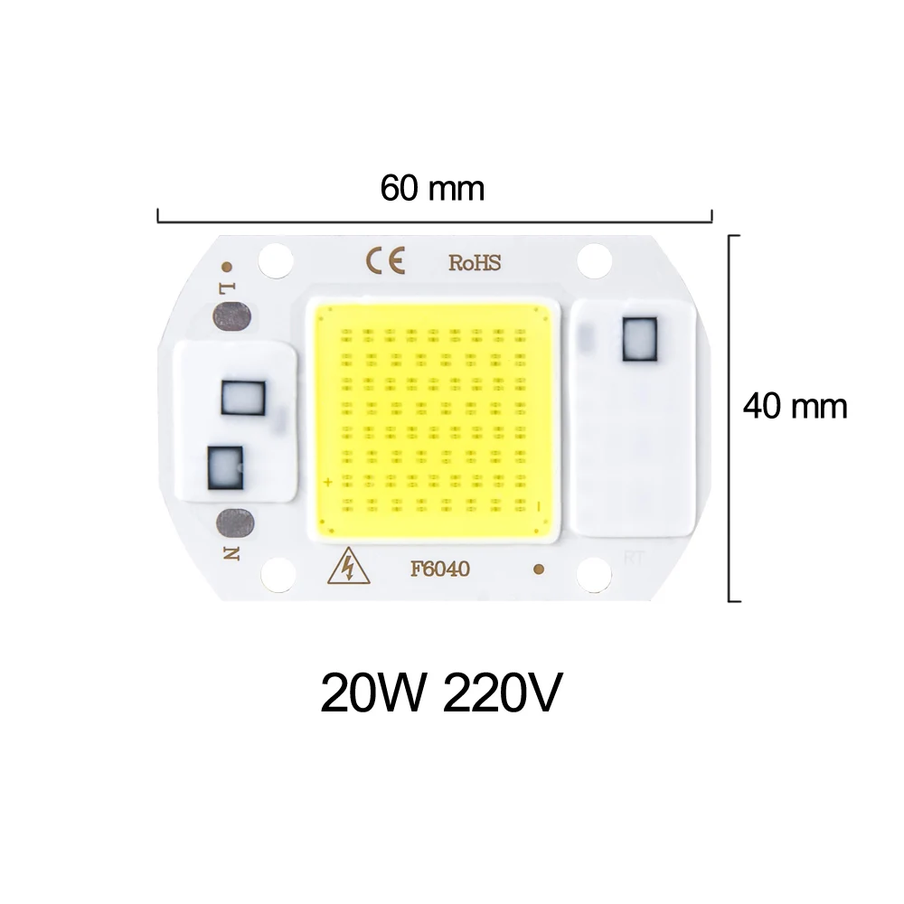 Светодиодный чип COB 3 Вт, 5 Вт, 7 Вт, 9 Вт, 15 Вт, 20 Вт, 30 Вт, 50 Вт, AC 220 В, 230 В, DIY прожектор, прожектор, светильник, умный IC светодиодный матричный диод - Испускаемый цвет: 20W 220V