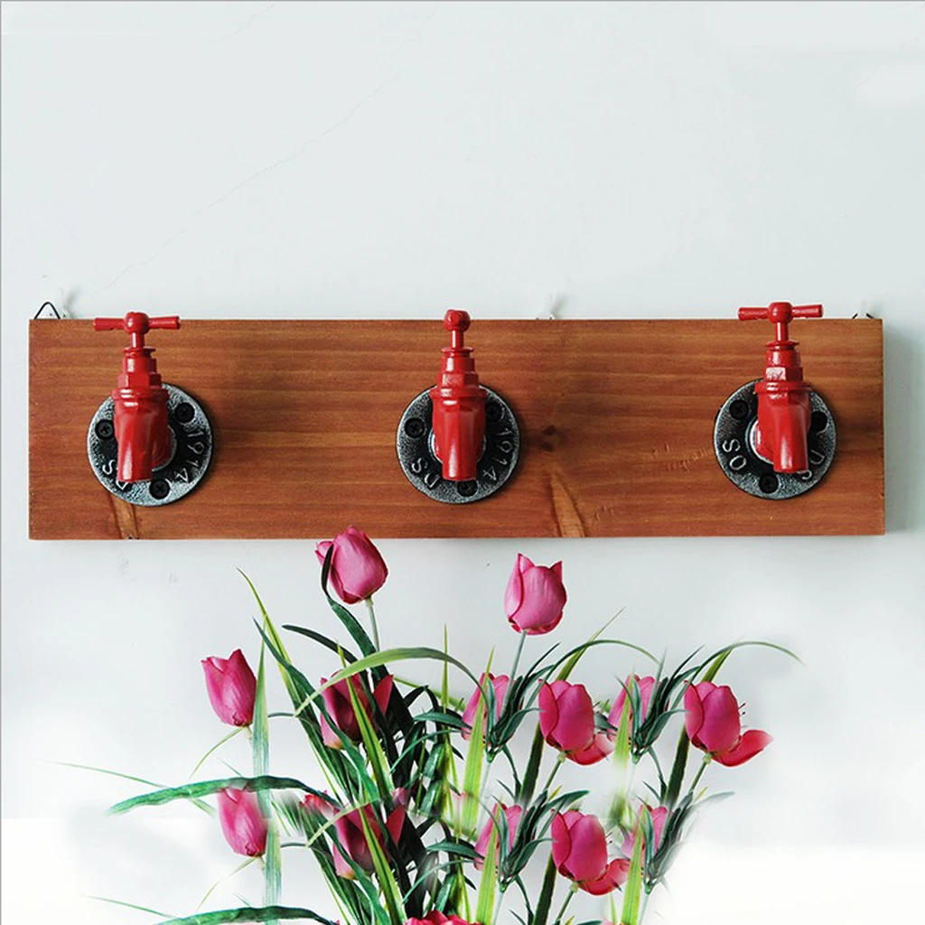 Rustic Industrial Faucet Design Wall Mounted Iron Coat Hooks Garment Hanger Towel Rack