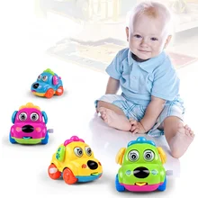 1 pieces cor aleatória bonito dos desenhos animados animais relógio vento acima brinquedos forma do cão carro modelo de brinquedo do bebê arquivado presente para crianças brinquedos do bebê